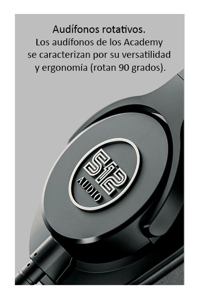 512 audio academy detalle de audífonos rotativos