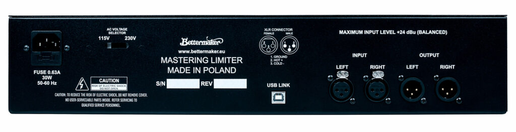 Bettermaker Mastering Limiter vista trasera