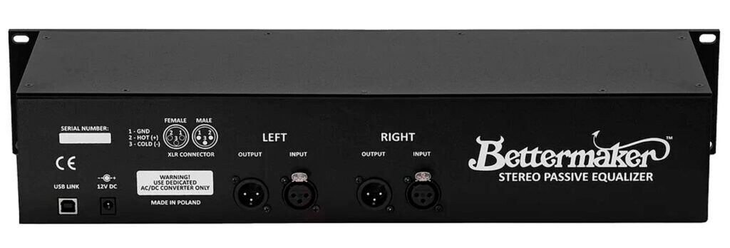 Bettermaker Stereo Passive Equalizer vista trasera