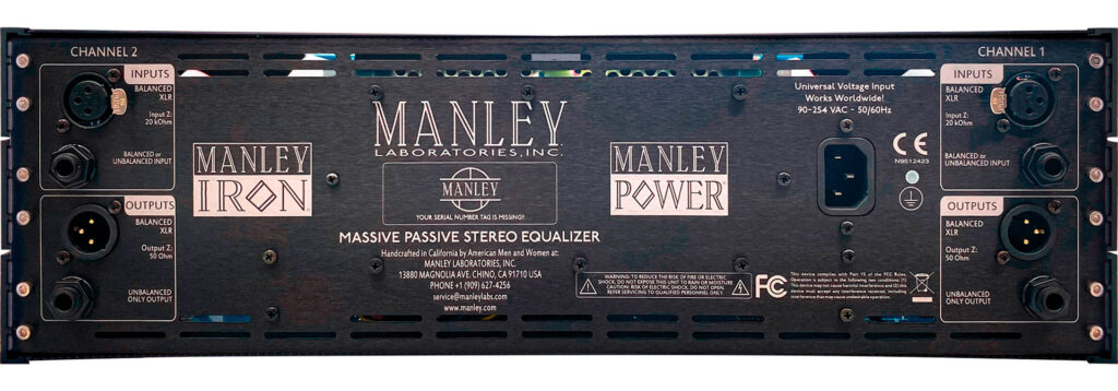 Manley Labs Massive Passive Mastering Edition vista trasera