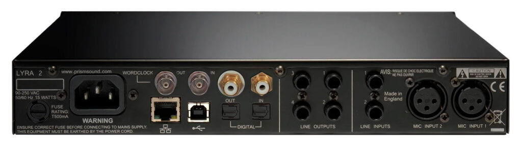 PrismSound Lyra 2 vista trasera