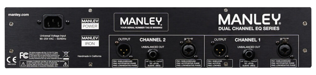 Manley Dual Mid Band EQ vista trasera